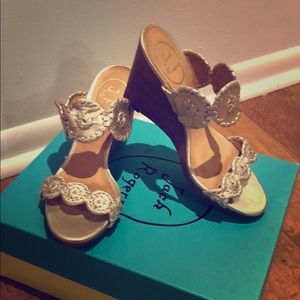 Jack Rogers Luccia Wedge Sandals - Platinum